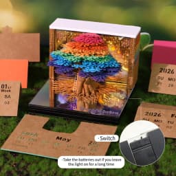 2027 3D Calendar Memo Pad Led Time Piece Calendar Tree of Chakra Desk Calendar Paper Carving Sticky Calendar For Christmas Gifts