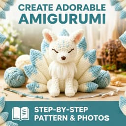 1pc White Nine-Tailed Fox Crochet Kit Suitable for Beginners with All Materials & HD English Tutorial, Christmas Crochet Kit