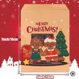 24pcs Merry Christmas Gift Bags Santa Claus Kraft Paper Candy Cookies Bag Xmas Party Favors 2025 Christmas DIY Advent Calendar