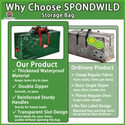 Christmas Tree Storage Bag, Fits 4FT to 9FT Artificial Trees, Waterproof Xmas Storage Box with Durable Handles