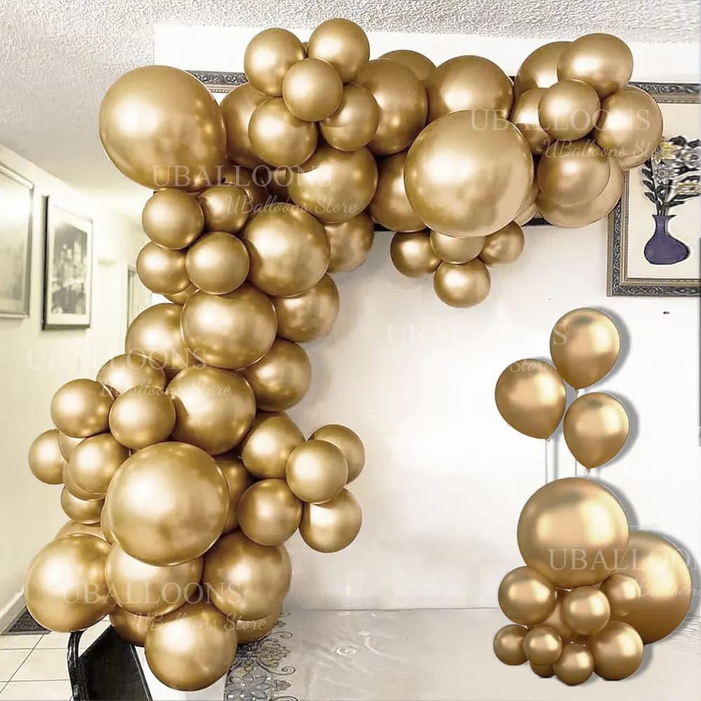 Chrome Gold Balloons Garland 5 10 12 18inch Metallic Gold Chrome Balloons Arch for Birthday Christmas Wedding Party Decorations