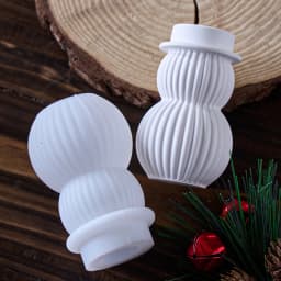 Christmas Snowman Candlestick Silicone Mold DIY 3D Stripe Concrete Candle Holder Long Wax Base Craft Gift Mold Xmas Party Decor