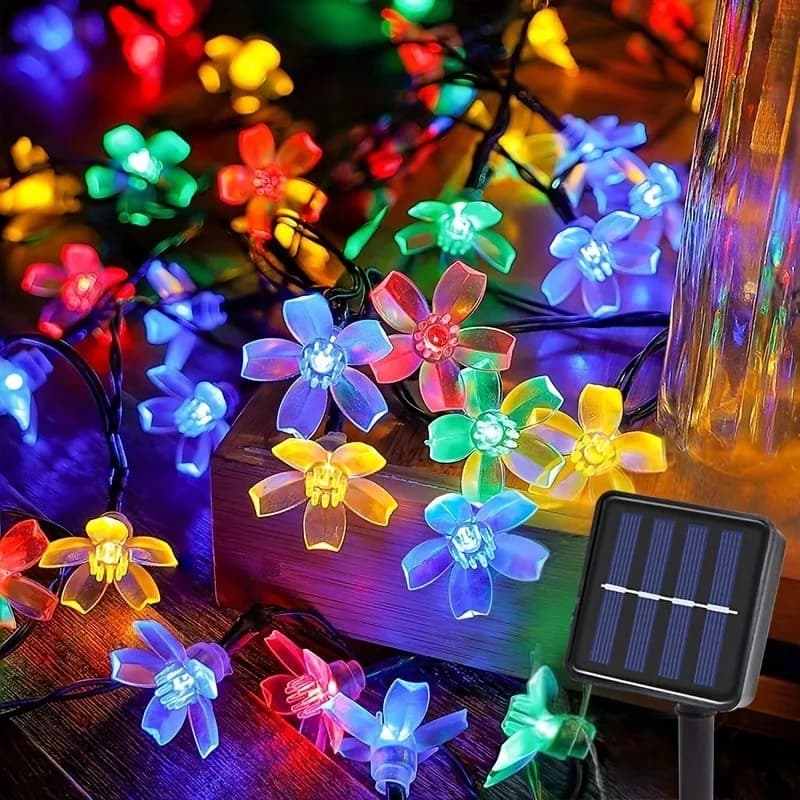 Solar Led String Lights Outdoor Cherry Flowers String Lights With 8 Modes Lighting Camping Garden Christmas Decor Solar Lamp