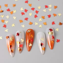 1Pack Mixed Colored Maple Leaf Nail Art Sequin Shimmer Pumpkin Orange Red Leaves Resin Flakes Charm Autumn Christmas Nail Decor