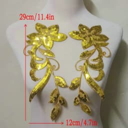 1 Pair Flower Sequin Embroidery Patches Fabric For Christmas Evening Dress Clothes Festival Accessories Sewing Patch DIY Repair