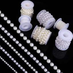 5yards/roll ABS Imitation Pearl Half Round Pearls Chain 4-10mm Cotton Thread Beads Chain For Wedding Party Christmas Decoration