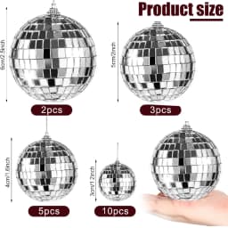 20PCS 4D Silver Ball Party Mirror Ball Cool Reflective Christmas Tree Decoration Suitable for Wedding Parties Dance Music