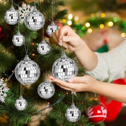 20PCS 4D Silver Ball Party Mirror Ball Cool Reflective Christmas Tree Decoration Suitable for Wedding Parties Dance Music