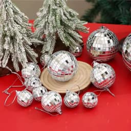 20PCS 4D Silver Ball Party Mirror Ball Cool Reflective Christmas Tree Decoration Suitable for Wedding Parties Dance Music