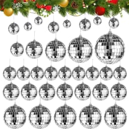 20PCS 4D Silver Ball Party Mirror Ball Cool Reflective Christmas Tree Decoration Suitable for Wedding Parties Dance Music