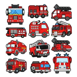 12Pcs Fire Truck Series Shoe Decorations Charms for Crocs Shoe Ornaments Perfect For Christmas And Birthday Party