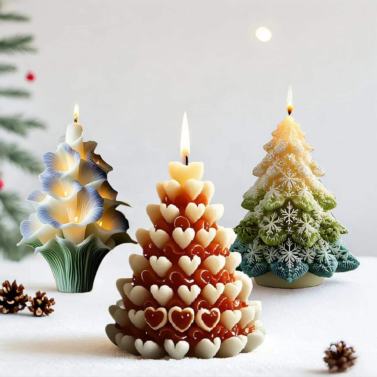 Creative 3D Christmas Tree Candles, Silicone Moulds, Modeling DIY Moulds, Cameo Modeling, Dipping Furnishings
