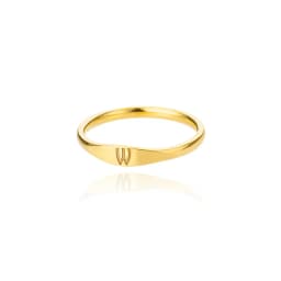 Fashion Initial Signet Ring 7 Size Gold Color Dainty Rings Women Stainless Steel Letters Wedding Christmas Jewelry Accessories