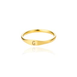 Fashion Initial Signet Ring 7 Size Gold Color Dainty Rings Women Stainless Steel Letters Wedding Christmas Jewelry Accessories