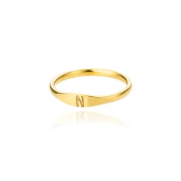 Fashion Initial Signet Ring 7 Size Gold Color Dainty Rings Women Stainless Steel Letters Wedding Christmas Jewelry Accessories