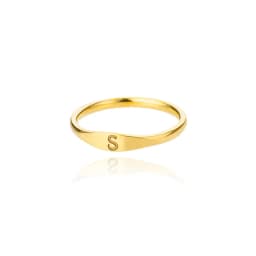 Fashion Initial Signet Ring 7 Size Gold Color Dainty Rings Women Stainless Steel Letters Wedding Christmas Jewelry Accessories