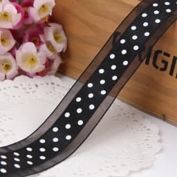 1''25mm 1meter Bilateral Organza Printing Polka Dots Ribbon Handmade Hair Bow Party Christmas Wedding Decor DIY Sewing Fabric