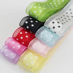 1''25mm 1meter Bilateral Organza Printing Polka Dots Ribbon Handmade Hair Bow Party Christmas Wedding Decor DIY Sewing Fabric