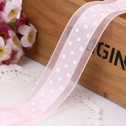 1''25mm 1meter Bilateral Organza Printing Polka Dots Ribbon Handmade Hair Bow Party Christmas Wedding Decor DIY Sewing Fabric