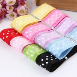 1''25mm 1meter Bilateral Organza Printing Polka Dots Ribbon Handmade Hair Bow Party Christmas Wedding Decor DIY Sewing Fabric