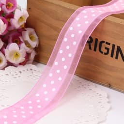 1''25mm 1meter Bilateral Organza Printing Polka Dots Ribbon Handmade Hair Bow Party Christmas Wedding Decor DIY Sewing Fabric