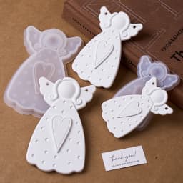 Heart Dot Texture Dress Girl Mold DIY Handmade Faceless Angel Plaster Resin Craft Silicone Molds Home Christmas Tree Decor