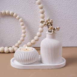 DIY Silicone Molds Striped Wax Jar Vase Tray Set Christmas Mold Simple European Style Plaster Ornament Making Mould Halloween