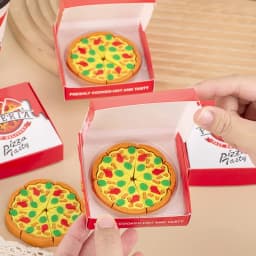 7pcs/set Festive Pizza Eraser Set Realistic Slice Toy Student Christmas Prize Box with Simulation Food Pencil Stationery Eraser