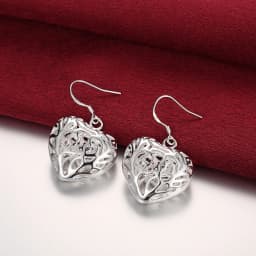 Hot charm 925 sterling Silver necklace earrings Jewelry set for women heart Hollow Fashion Party Christmas Gifts high quality