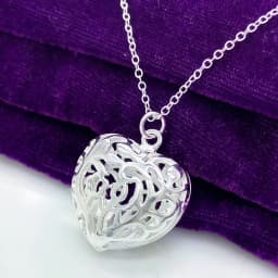 Hot charm 925 sterling Silver necklace earrings Jewelry set for women heart Hollow Fashion Party Christmas Gifts high quality