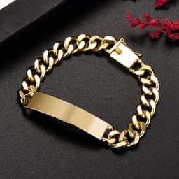 18k Gold-Color 10mm Chain Bracelets For Man Women High Quality Fashion Jewelry Wedding Party Christmas Gifts Wholesale