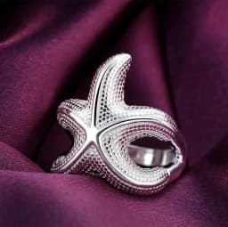 High quality 925 Sterling Silver fine Big starfish Rings For Women Fashion Party wedding luxury Charms Jewelry Christmas gift