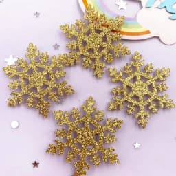 30PCS 42mm Glitter Composite Gold Powder Cloth Christmas Snowflakes Patches DIY Craft Cake Topper Hairpin Appliques Supplies