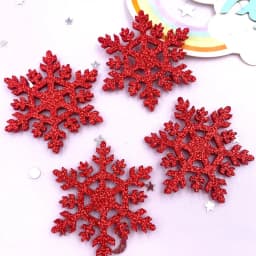 30PCS 42mm Glitter Composite Gold Powder Cloth Christmas Snowflakes Patches DIY Craft Cake Topper Hairpin Appliques Supplies