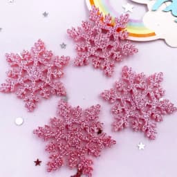 30PCS 42mm Glitter Composite Gold Powder Cloth Christmas Snowflakes Patches DIY Craft Cake Topper Hairpin Appliques Supplies