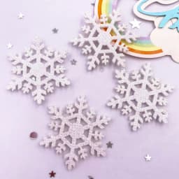 30PCS 42mm Glitter Composite Gold Powder Cloth Christmas Snowflakes Patches DIY Craft Cake Topper Hairpin Appliques Supplies