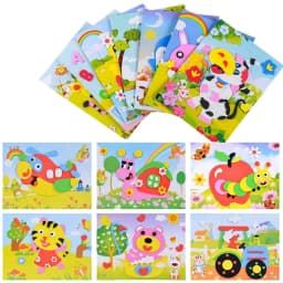 12 Pcs 3D EVA Foam Sticker DIY Cartoon Animal Puzzle Kids Birthday Party Favors Pinata Christmas Carnival Party Favors Reward