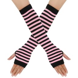 Warmer Knitted Long Fingerless Gloves Elbow Mittens Christmas Acces Gift Fashion Women Emo Gloves Lady Striped Elbow Gloves