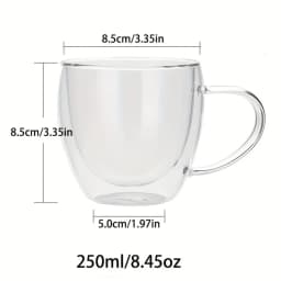1pc 250ml Premium Double-Walled Borosilicate Glass Coffee Mug with Handle Perfect for Family, Christmas Birthday Party