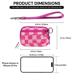 The Iris Wallet Black Checkered Card Case with ID Window Purse for Women Coin Purse with Mini Christmas Portable Keychain Wallet