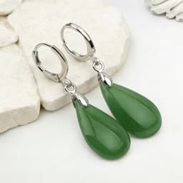 Green water droplet pendant earrings, crystal clear ice red water droplet design, vintage long women's earrings, Christmas gift.