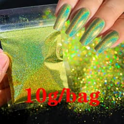 0.2mm Christmas Laser Chrome Red Glitter Powder 10G Ultra Fine Holographic Nail Pigment for Nail Gel Polish Reflective Pigment