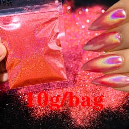 0.2mm Christmas Laser Chrome Red Glitter Powder 10G Ultra Fine Holographic Nail Pigment for Nail Gel Polish Reflective Pigment