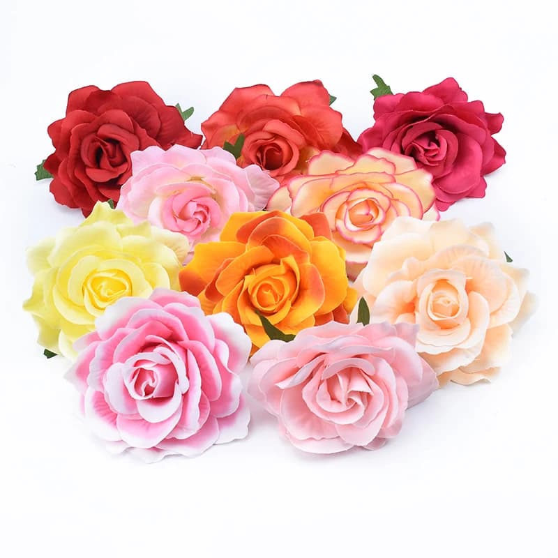 10pcs Artificial Flower Silk Rose Head Wedding Bride Brooch Wreaths Scrapbook christmas Home Diy Gift Box Decorative Hot selling