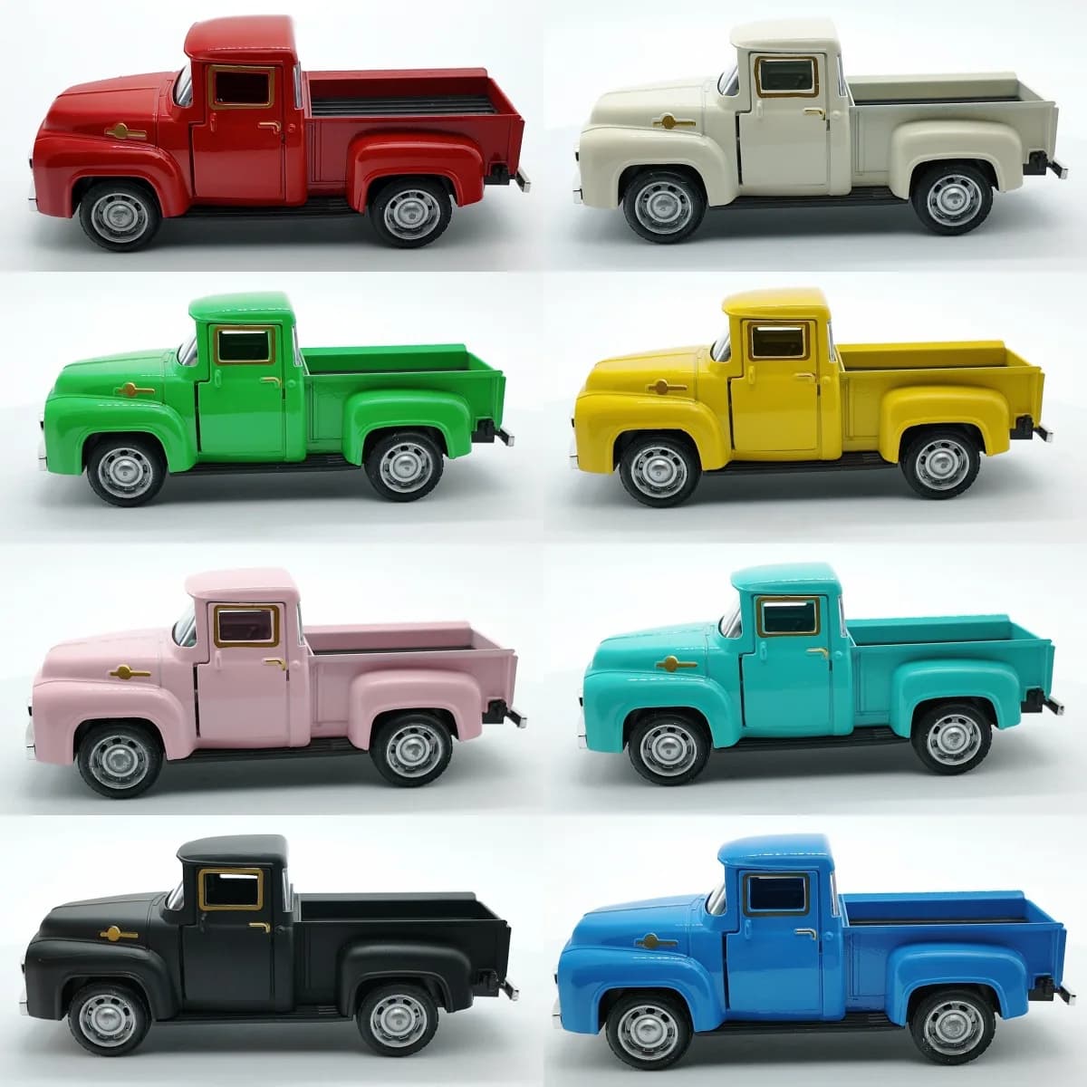1:43 Classic Pickups Truck Simulation Car Model Alloy Pull Back Diecast Vehicle For Boys Children Christmas Decoration Toy