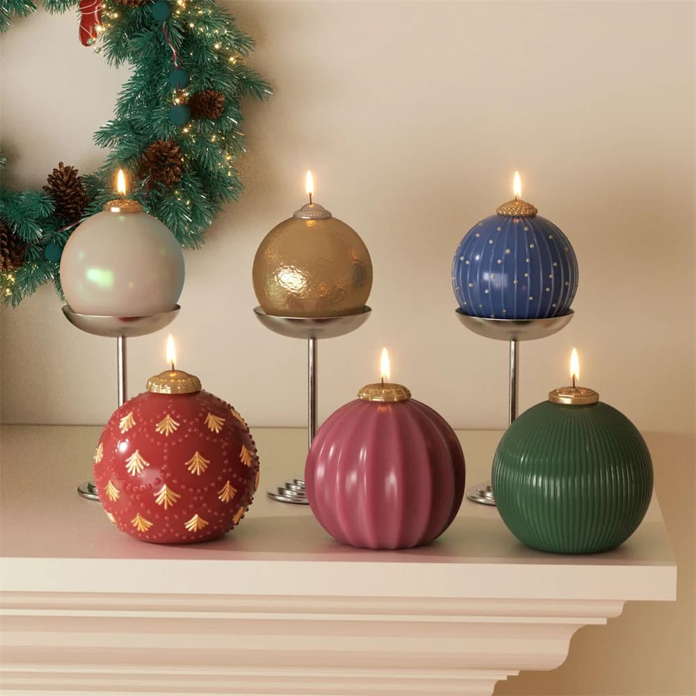 Nicole Christmas Bauble Candle Silicone Mold DIY Scented Candle Making Mould Xmas Gifts Tools Home Decoration
