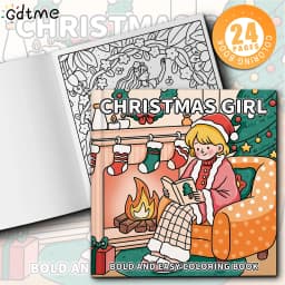 Christmas Girl Cozy Festive Coloring Book for Adults Bold & Easy Anti Anxiety Stress Relief Art Activity Book Perfect Gift