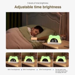 Digital Clock Wake Up Light Sunrise Alarm Clock Colorful Night Light Cute Bear Shaped Ideal for Bedroom Decor Christmas Niditon