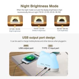 Digital Clock Wake Up Light Sunrise Alarm Clock Colorful Night Light Cute Bear Shaped Ideal for Bedroom Decor Christmas Niditon