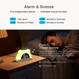 Digital Clock Wake Up Light Sunrise Alarm Clock Colorful Night Light Cute Bear Shaped Ideal for Bedroom Decor Christmas Niditon